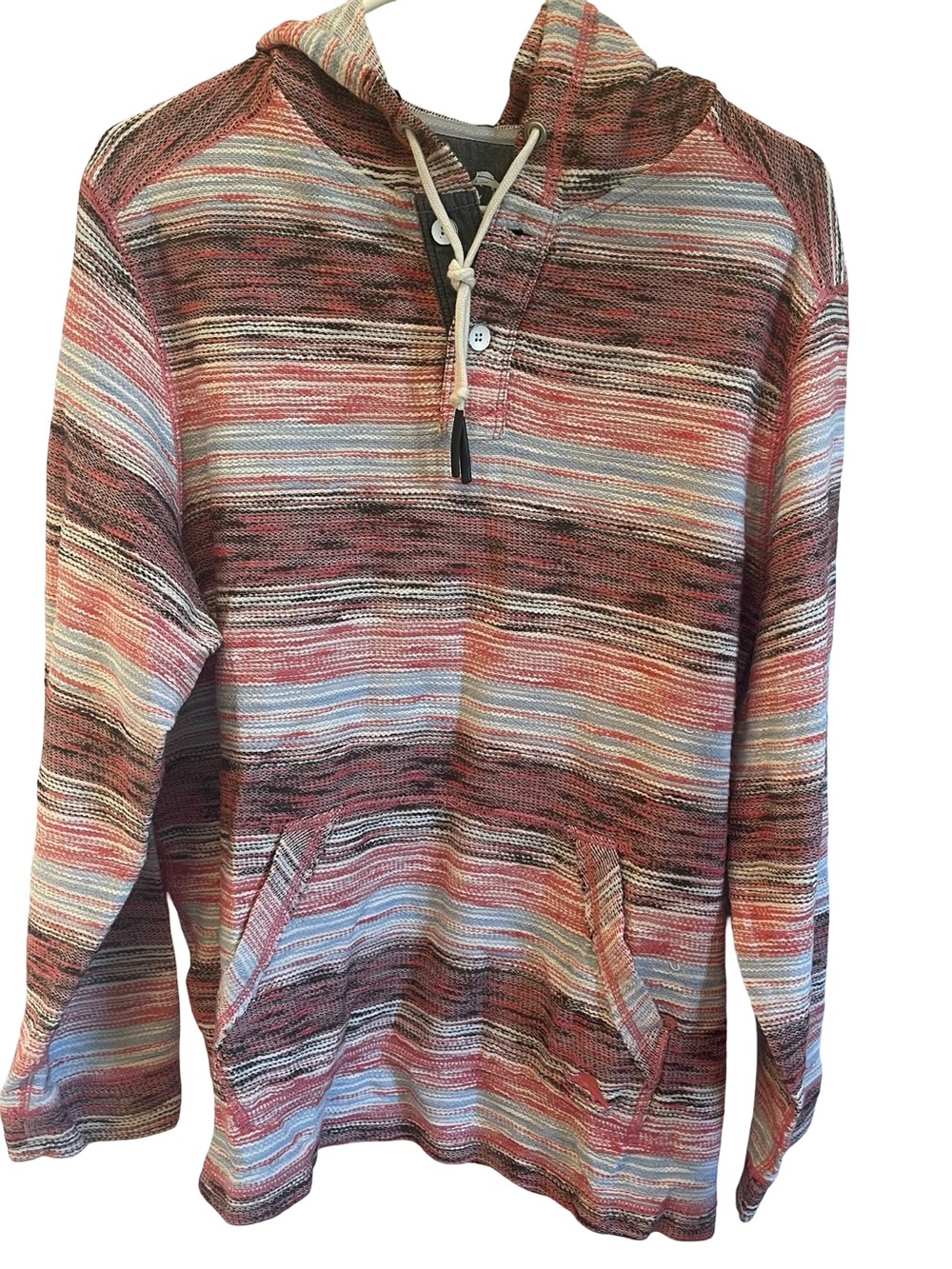 Tommy Bahama Striped Hooded Pullover in Brown, Red & Cream
